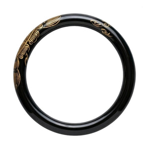 Premium Black Jade Engraved Bangle Bracelet for Women – Elegant Floral Glossy Luxury Kada - 62 MM image