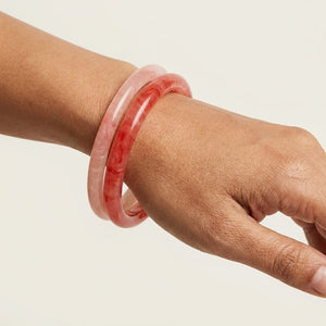 Jade Inspired Light Red Bubble Pattern Glass Bangles for Women (62MM) image 4