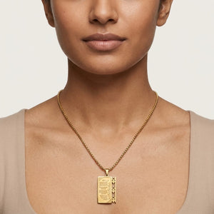 Ayatul Kursi Rectangle Pendant Necklace – Stainless Steel Islamic Quran Verse Chain in Gold &amp; Silver Finish image 7