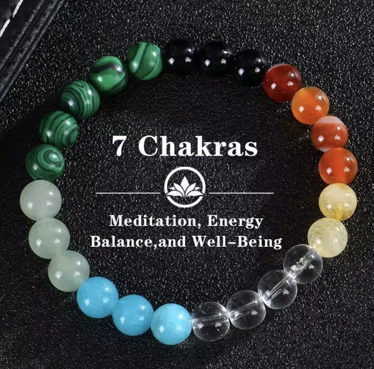 Natural Stone Beaded Bracelet Unisex Stylish Gemstone Jewelry - Chakras image