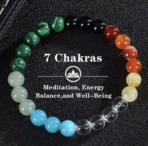 Natural Stone Beaded Bracelet Unisex Stylish Gemstone Jewelry - Chakras image
