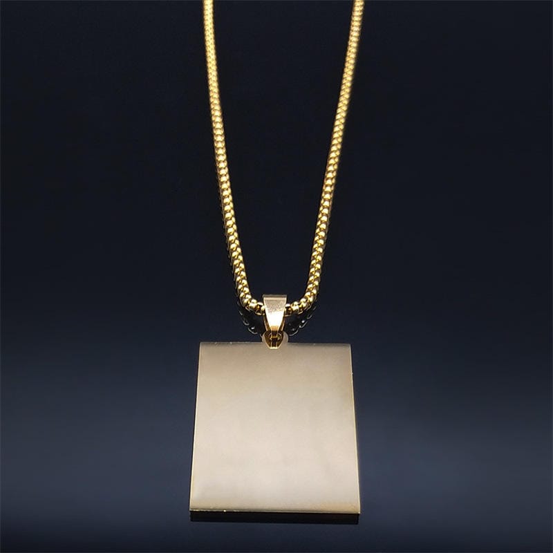 Islamic Allah Arabic Calligraphy Pendant Necklace Gold Plated Stainless Steel image 4