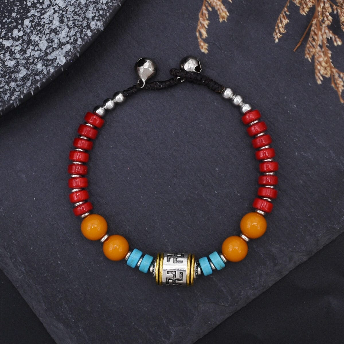 Bohemian Multicolor Beaded Bracelet Bell Charm Jewelry - Design 1 image