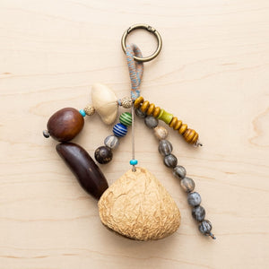Bodhi Seed Tassel Keychain – Spiritual Wooden Bag Charm - Design 6 image