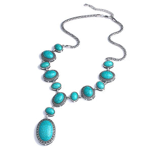 Long Turquoise Statement Necklace – Vintage Boho Pendant - Design 1 image