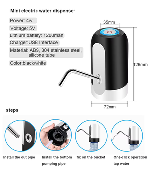 Small Portable USB Rechargeable Water Dispenser Pump | 1200mAh image 3