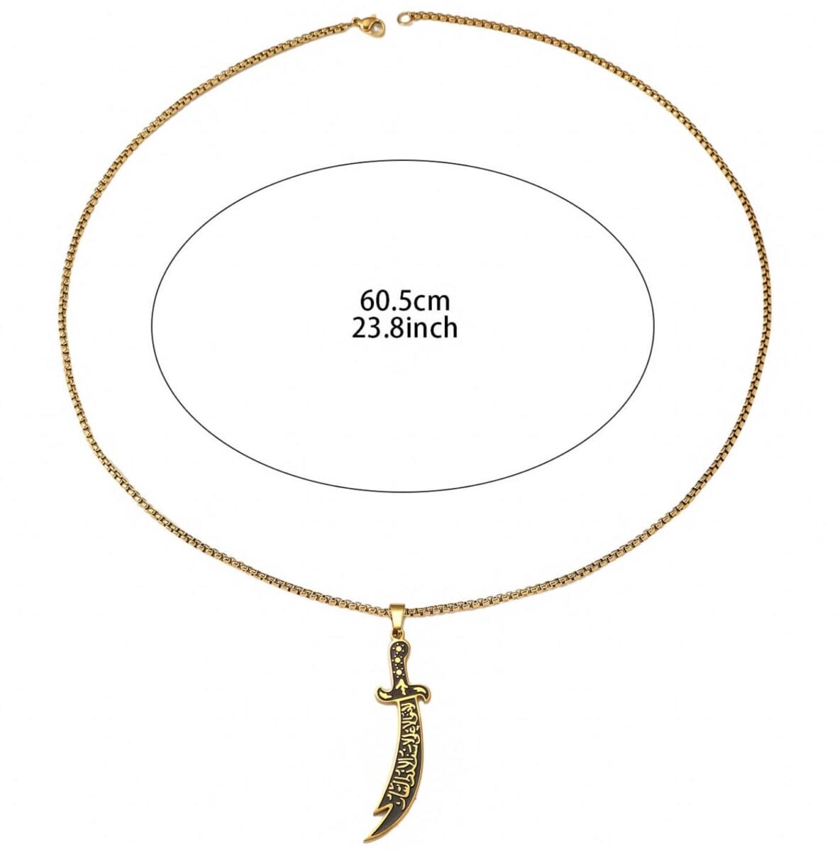 Scimitar Zulfiqar Sword Pendant Necklace – Stainless Steel Enamel Amulet Chain image 2