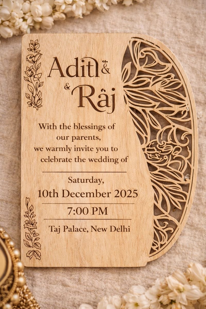 Personalized Wooden Wedding Invitation Card (Pre-Paid Order Only) - Design 1, 100 image