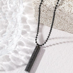 Cylindrical Ayatul Kursi Stainless Steel Pendant Necklace - Black image