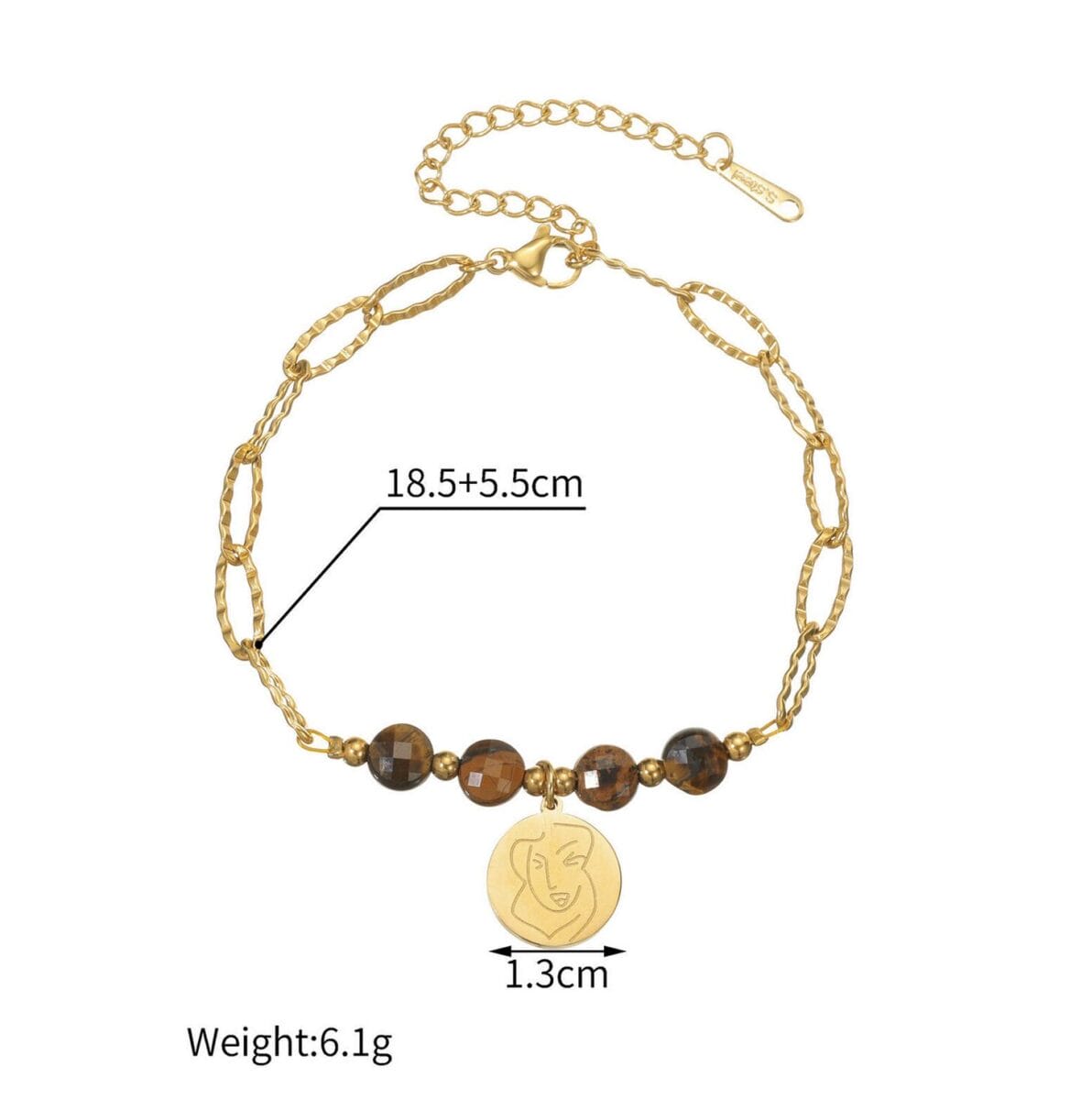 Bohemian Turquoise Beaded Bracelet Leather Cord Gold Chain Unisex - Design 3 image