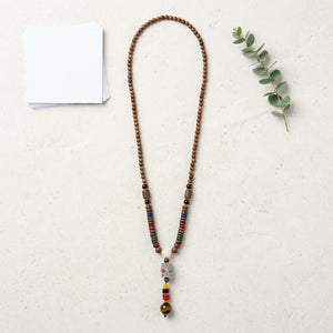 Long Boho Mala Necklace with Multicolor Beads Pendant image 0