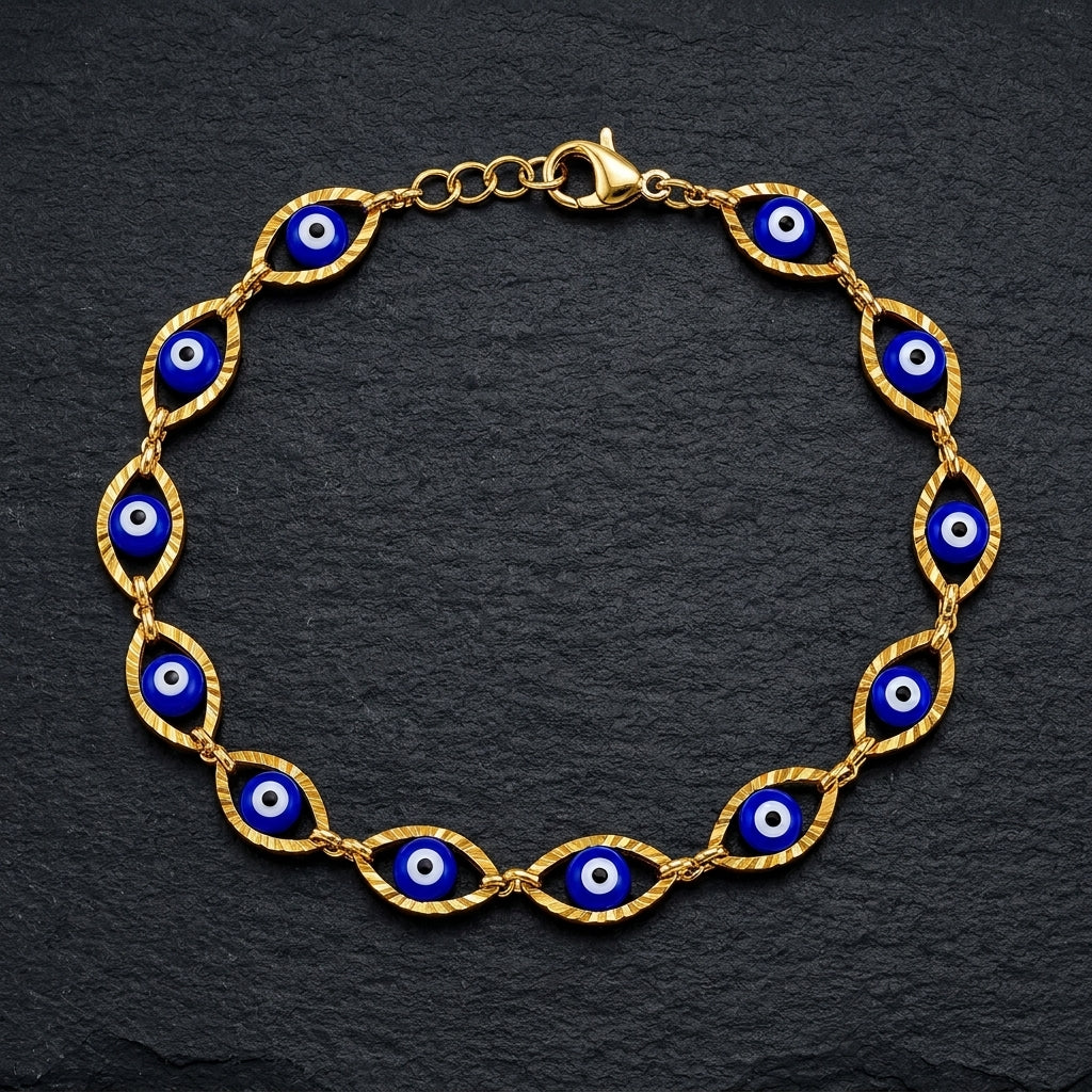 Gold-Plated Evil Eye Beaded Bracelet for Women – product image 4