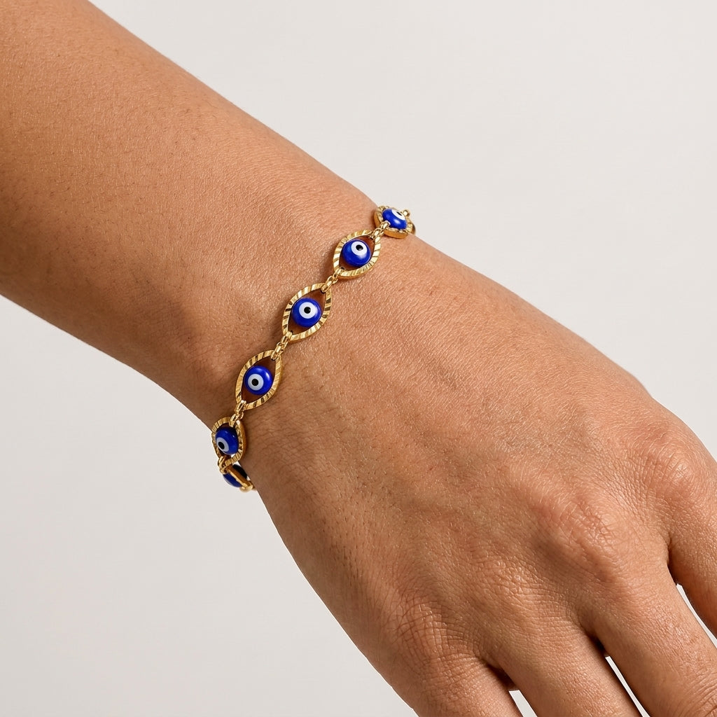 Gold-Plated Evil Eye Beaded Bracelet for Women – product image 6