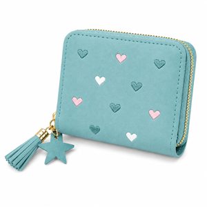 Heart Embroidered Zip Around Mini Wallet for Women – product image 14