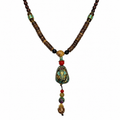 Bohemian Long Mala Necklace with Stone Pendant