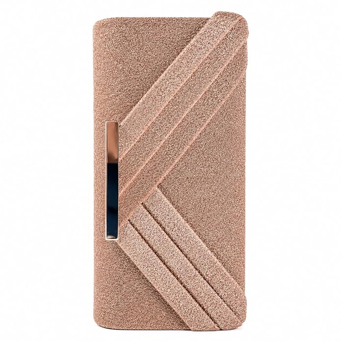 Glitter Evening Clutch Wallet with Metal Accent for Women