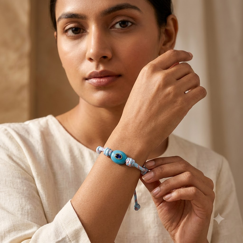 REYLVA Natural Stone Knotted Cord Adjustable Bracelet