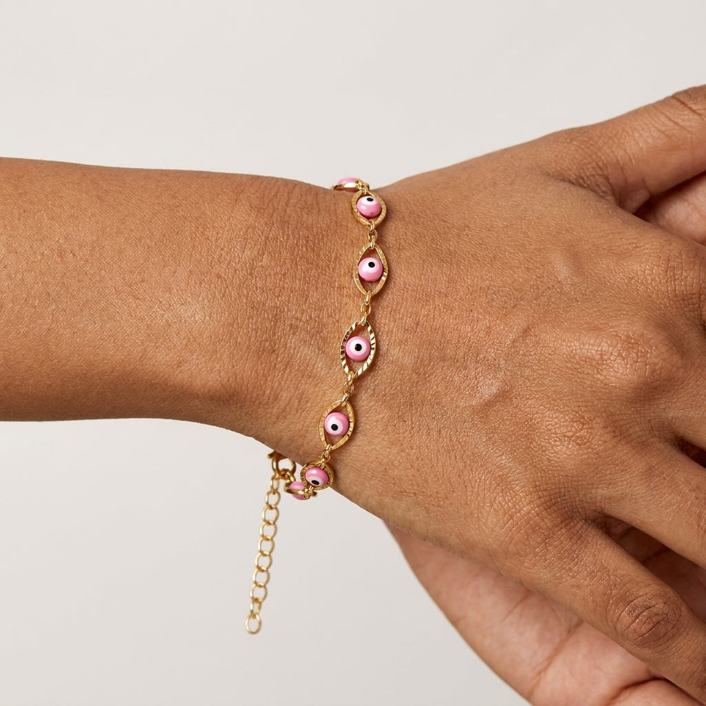 Gold-Plated Evil Eye Beaded Bracelet for Women – product image 10