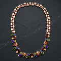 REYLVA Multicolour Crystal Statement Necklace for Women | Rose Gold Tone