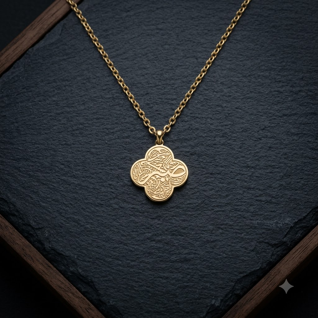 Sabr & Trust in Allah Clover Necklace 316L Stainless Steel