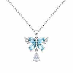 REYLVA Crystal Butterfly Pendant Necklace for Women
