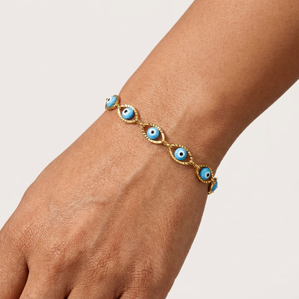 Gold-Plated Evil Eye Beaded Bracelet for Women – product image 11
