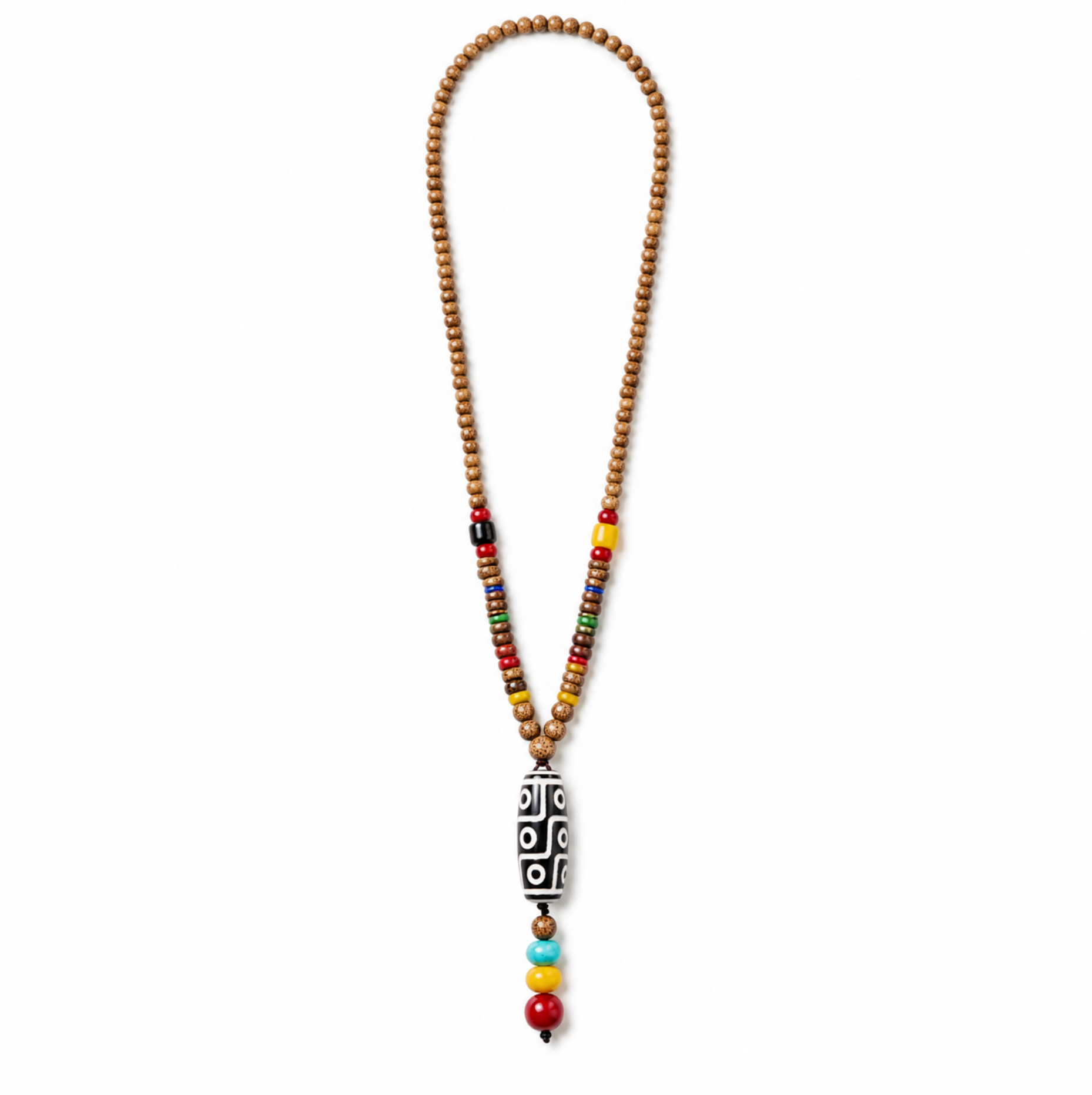 Bohemian Long Mala Necklace with Tribal Pendant