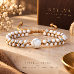 White Natural Stone Knotted Cord Adjustable Bracelet