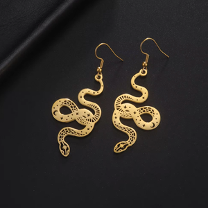 Gothic Snake Dangle Earrings | Stainless Steel Drop Design - Design 1 image