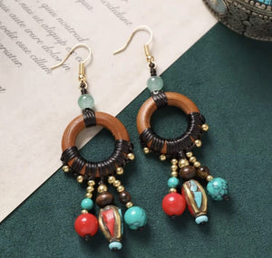 Handmade Enamel Turquoise Drop Earrings Vintage Boho Dangle image 12