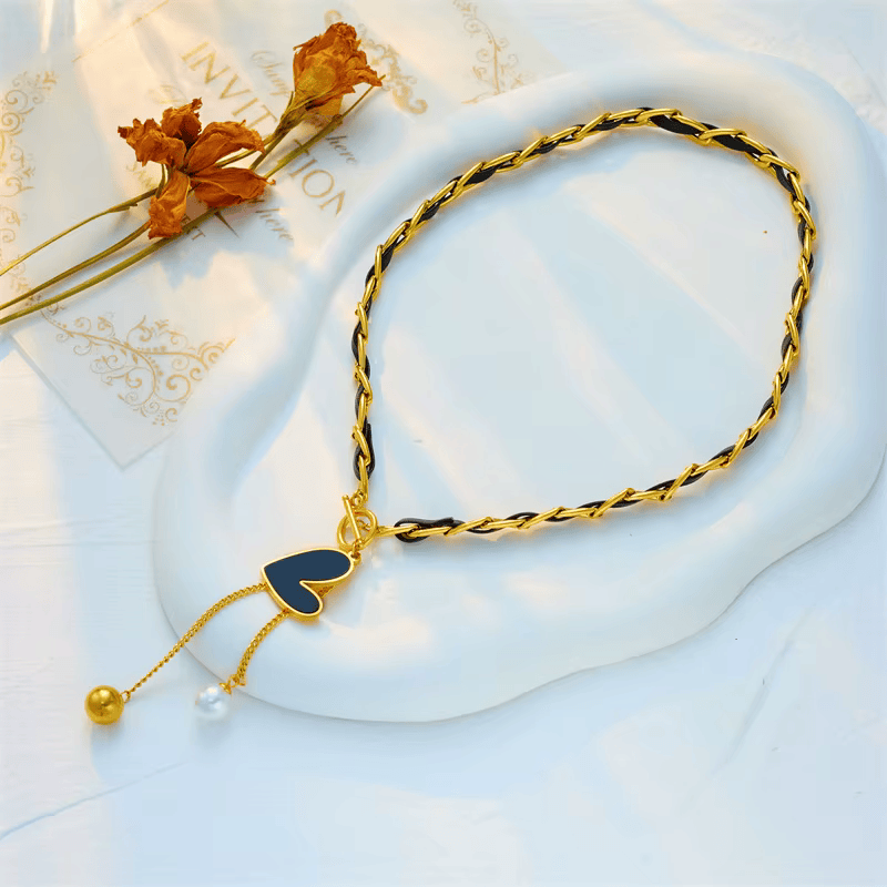 Non-Tarnish 316L Stainless Steel 18K Gold Plated Irregular Heart Pendant Necklace image 3
