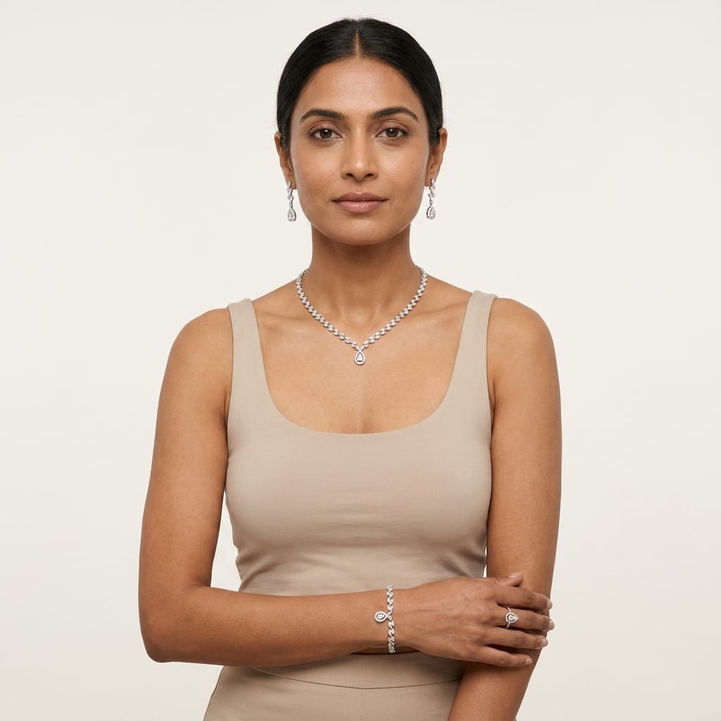 Luxury Crystal Jewelry Set – Necklace, Earrings, Bracelet &amp; Ring Collection image 3