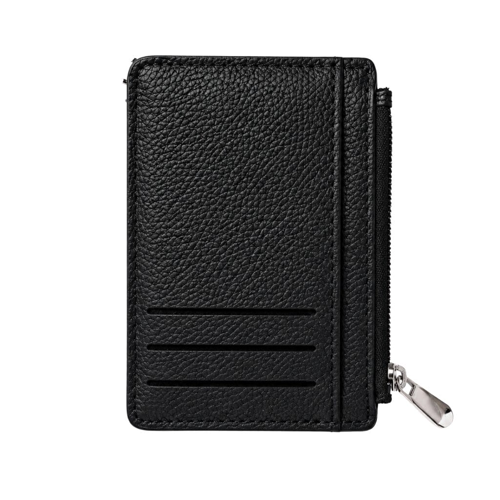 Slim Card Holder Wallet with Zipper Coin Pocket – Compact RFID Style Card Wallet for Women - Black image