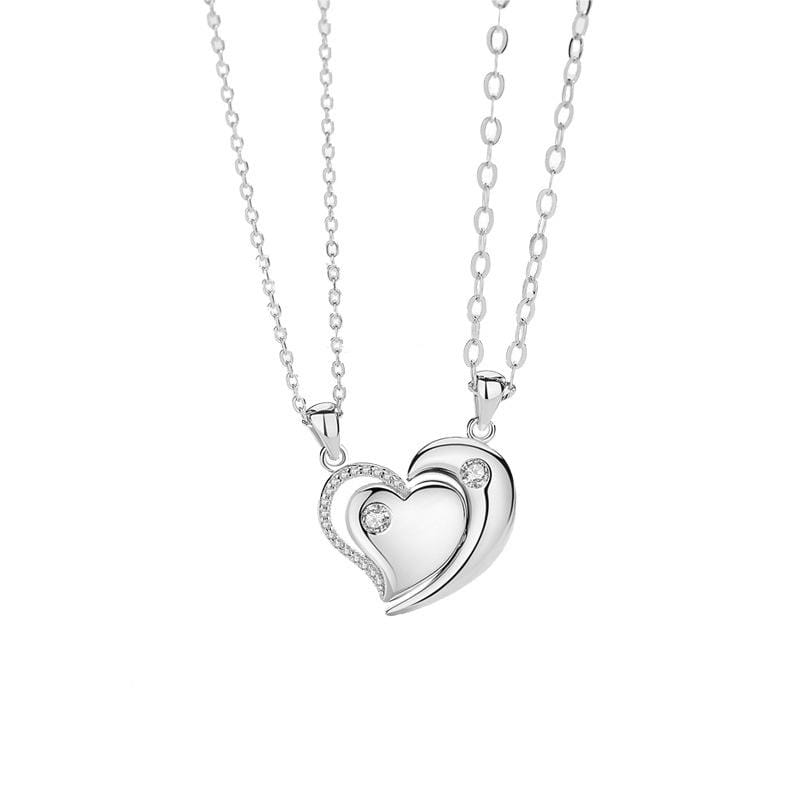 Magnetic Heart Couple Necklace Set Platinum Plated (Set of 2) image 4