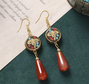 Handmade Enamel Turquoise Drop Earrings Vintage Boho Dangle image 8