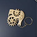 Mechanical Wooden Heart Rotating Gear Keychain Handmade Romantic Gift image 0