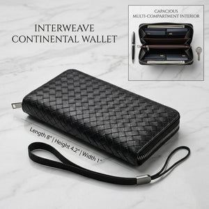 Black Woven Zip Around Wallet for Women – Large Capacity Wristlet Wallet with Card Slots &amp; Coin Pocket image 4