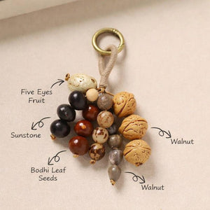Bodhi Seed Tassel Keychain – Spiritual Wooden Bag Charm - Design 4 image