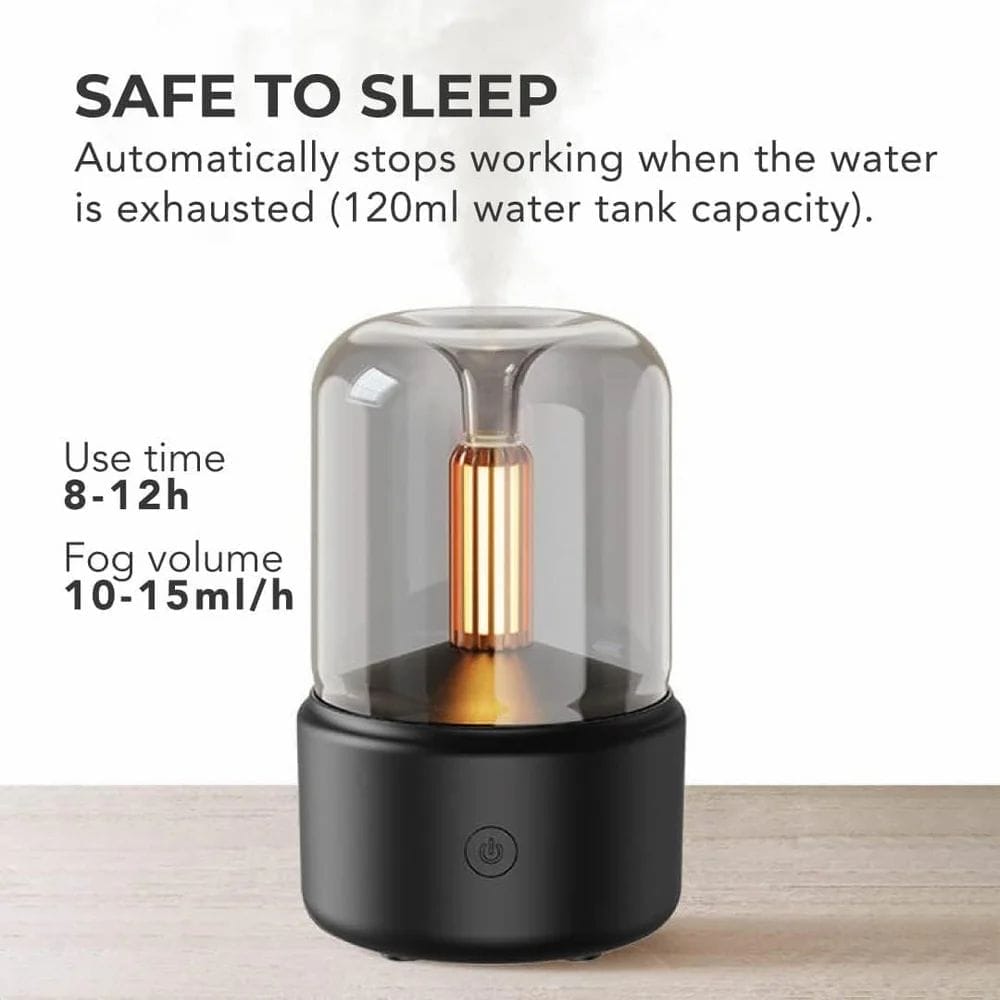 Flame Aroma Diffuser with Candlelight Glow &amp; Timer | 50ml Essential Oil Free image 2