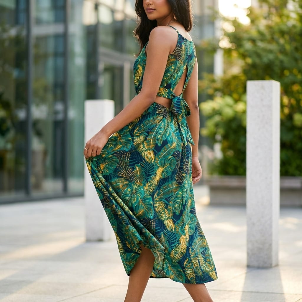 Leaf Print Vacation Skirt Set – Cami Top &amp; Split Skirt image 2