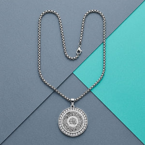 Luxury Ayatul Kursi Round Pendant Necklace – Stainless Steel Islamic Crystal Charm image 7