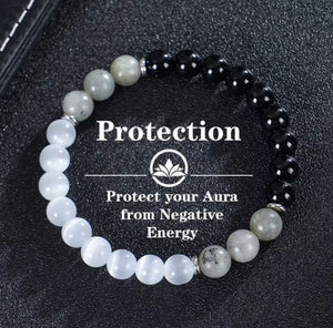 Natural Stone Beaded Bracelet Unisex Stylish Gemstone Jewelry - Protection image