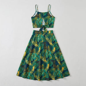 Leaf Print Vacation Skirt Set – Cami Top &amp; Split Skirt image 0