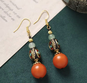 Handmade Enamel Turquoise Drop Earrings Vintage Boho Dangle image 5