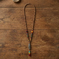 Statement Long Mala Necklace with Tribal Pendant (Boho Style) image 0