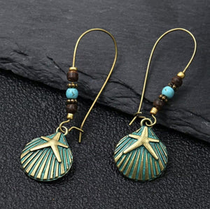Baroque Boho Retro Antique Bronze Plated Monstera Leaf Waterdrop Earrings - Design 3 image