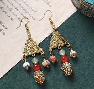 Handmade Enamel Turquoise Drop Earrings Vintage Boho Dangle image 11