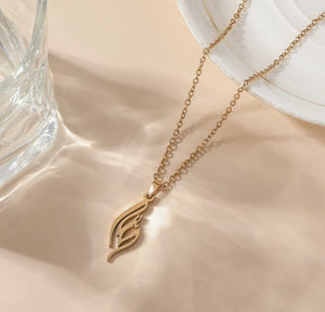 Stainless Steel Script Art Pendant Necklace with Link Chain - Rose Gold image
